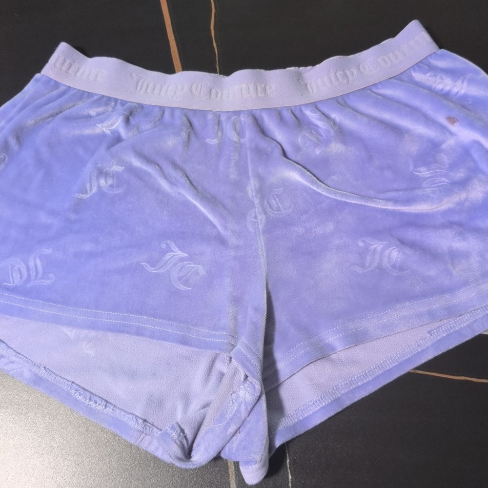 Juicy Couture‎ Sleepwear Shorts Womens M Purple Velour Monogram Y2K Lounge Wear